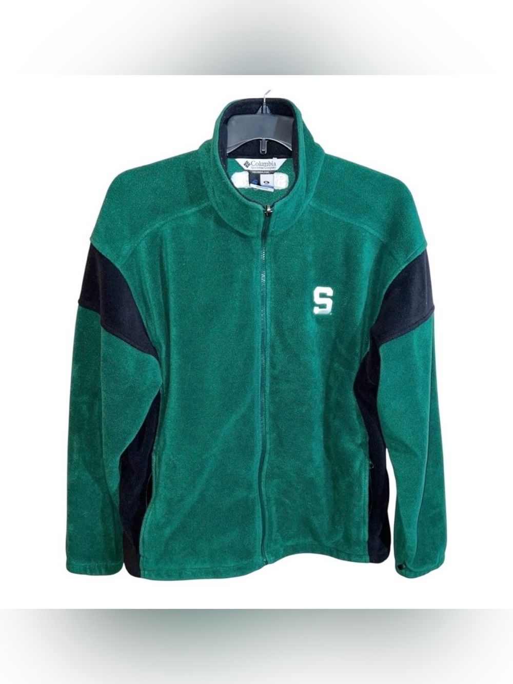 Columbia Fleece Jacket Men’s Size XL Black Green Michigan State Front Zip